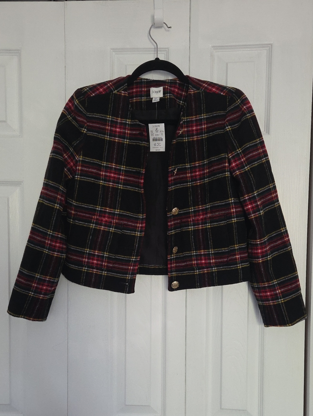 J. Crew Factory Collarless Plaid Blazer In Size 2P